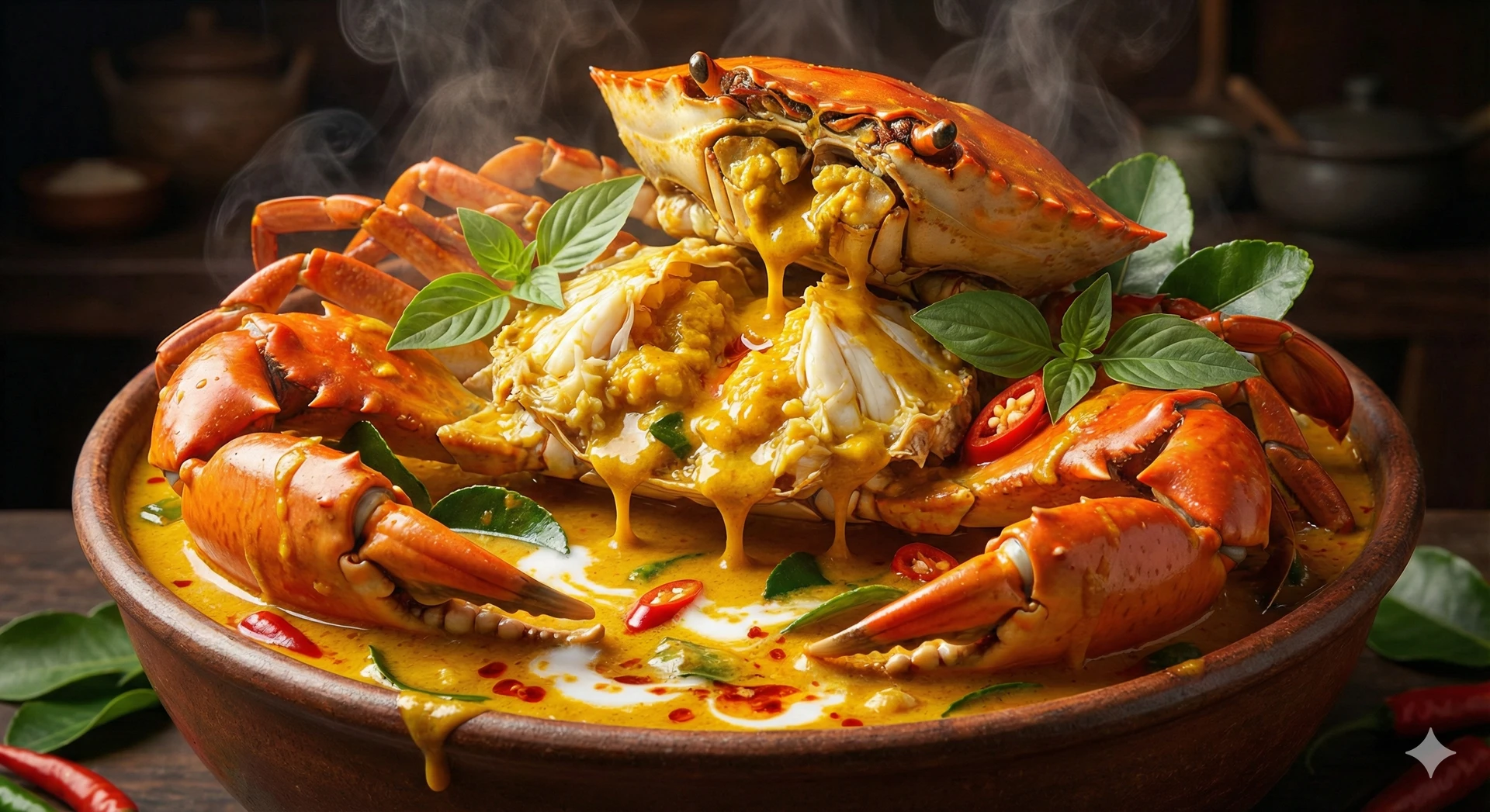 Cua cà ri Thái với màu vàng óng hấp dẫn