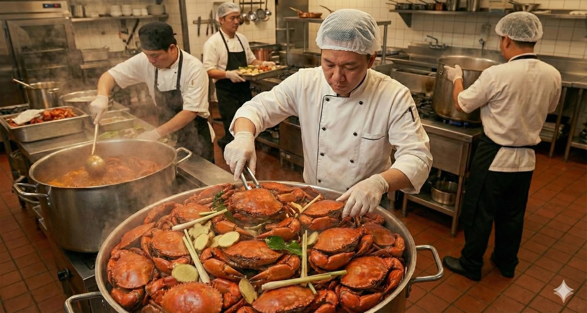 Nồi cua gạch đang hấp thơm lừng