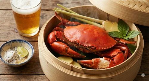 Steamed Crab with Beer & Lemongrass