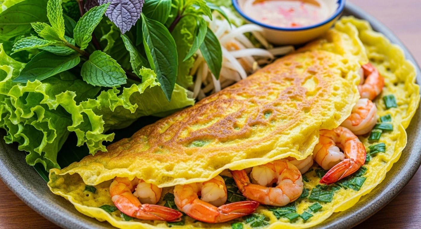 Bánh xèo tôm nhảy Bình Định giòn tan