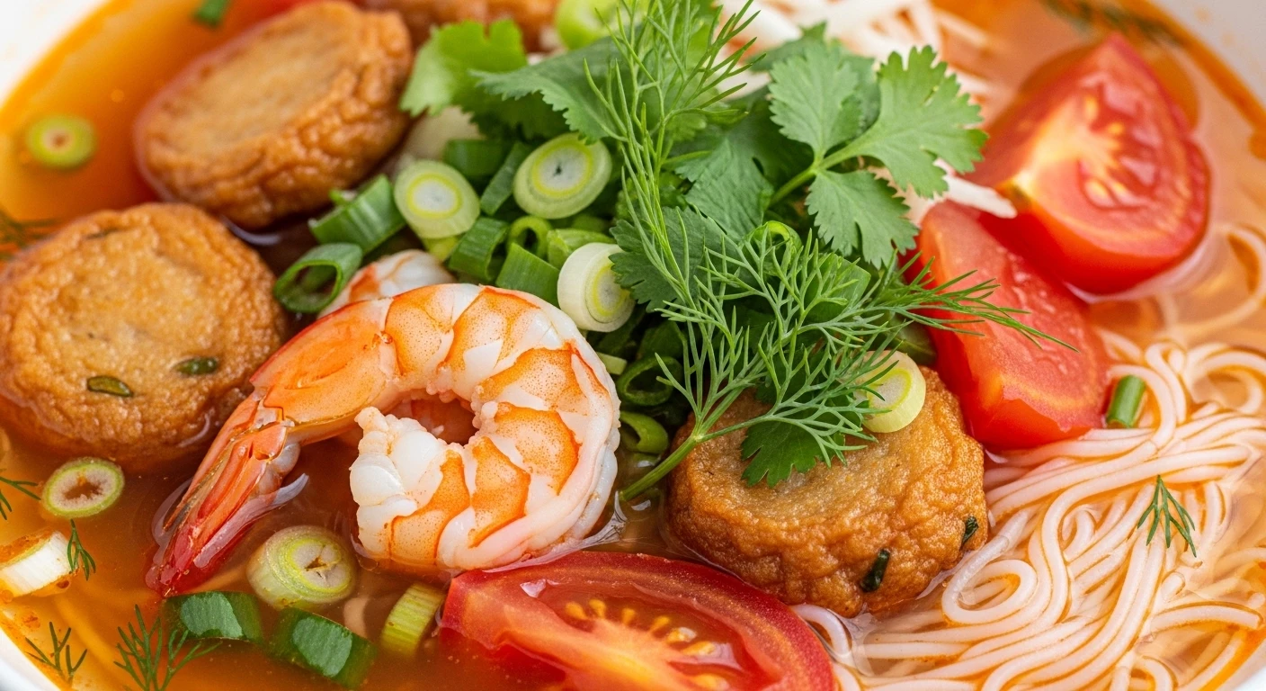Tô bún bề bề chả cá cà chua băm hấp dẫn