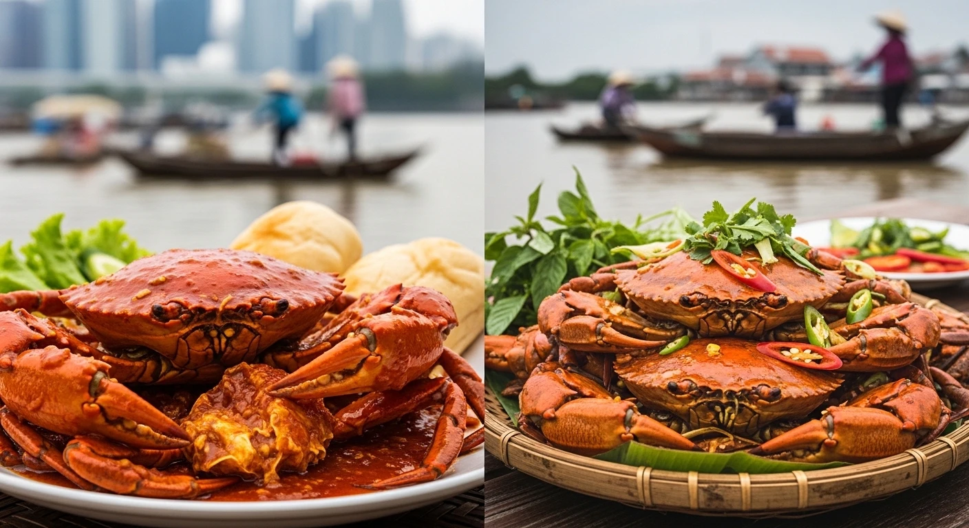 Mud crabs in a basket in a Mekong Delta market