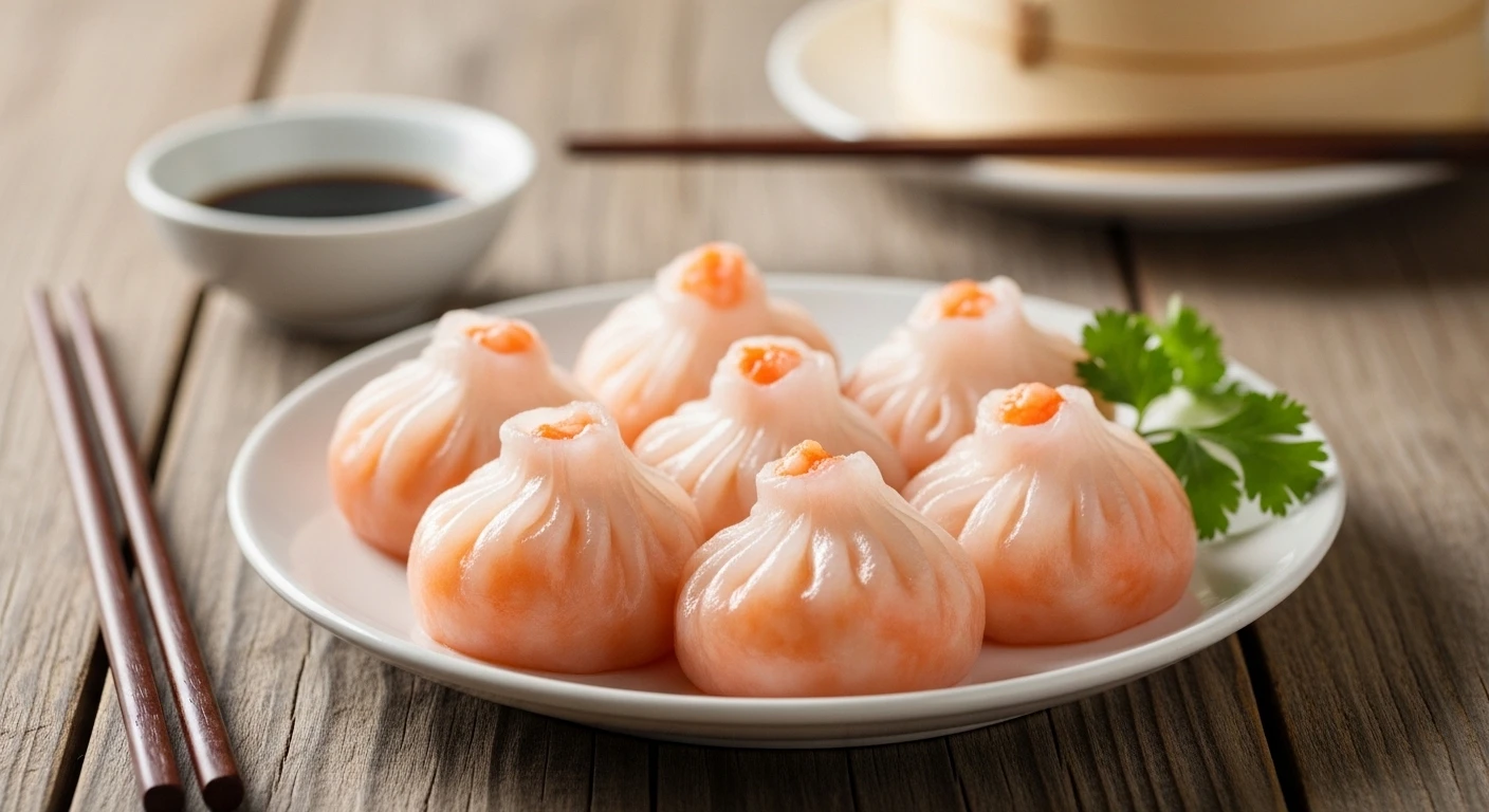 A plate of translucent crab meat dumplings (Ha Cao Cua)