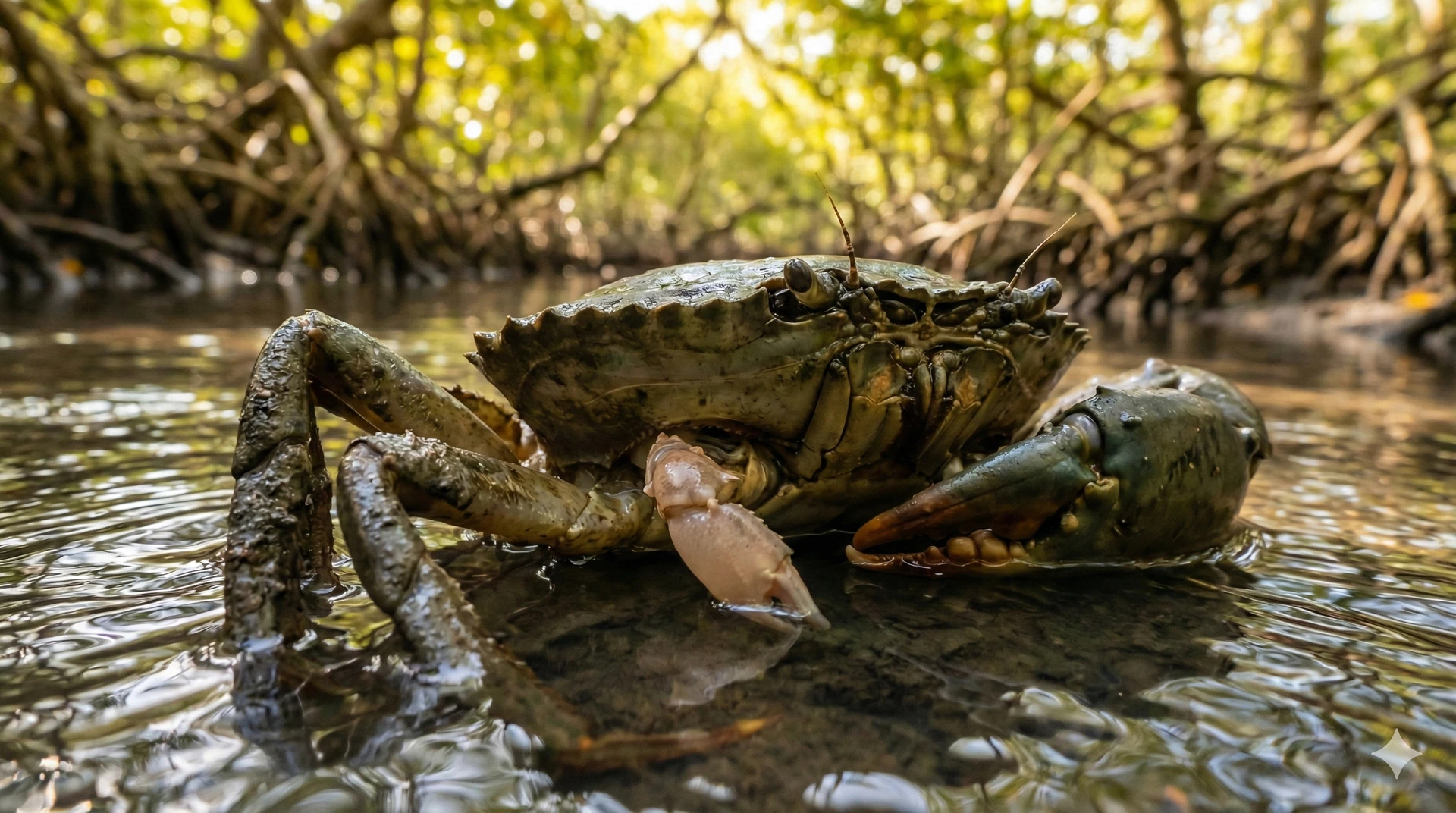 Mekong Mud Crab showing signs of leg regeneration