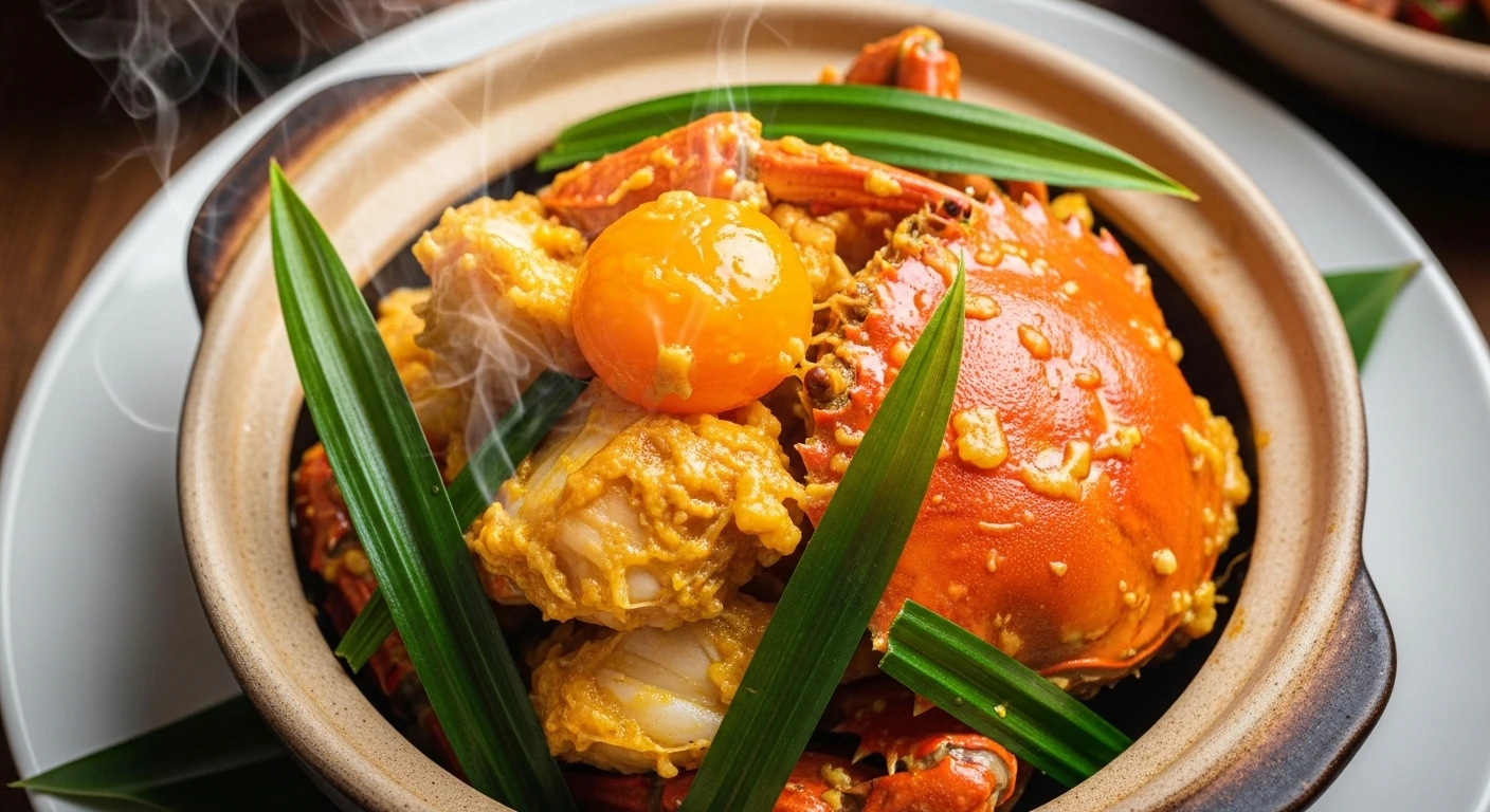 Cua xào trứng muối lòng đỏ lá dứa hấp dẫn