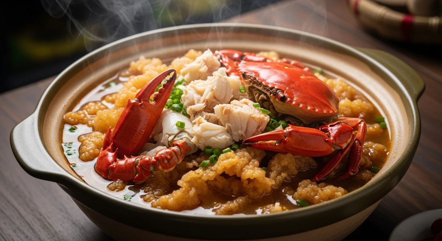 Cho Lon Fish Maw & Crab Soup in a rustic bowl
