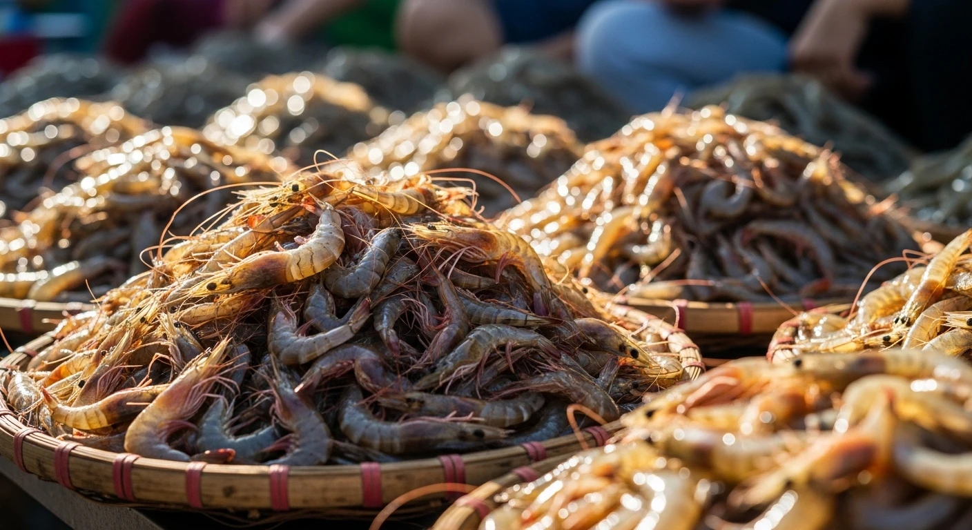 Tôm đất tươi sống Cà Mau được bày bán