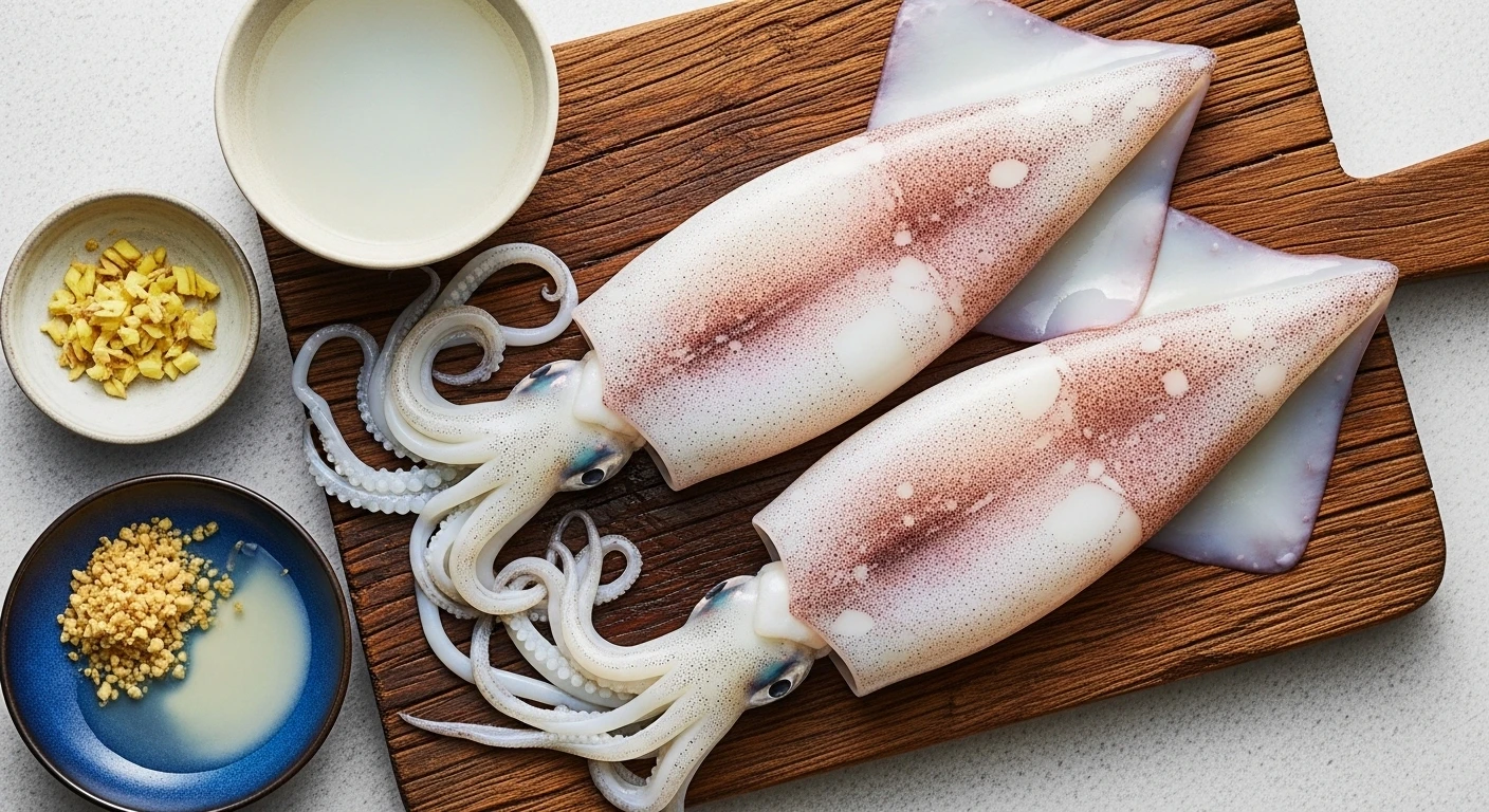 Mực tươi được sơ chế chuẩn bị cho món xào