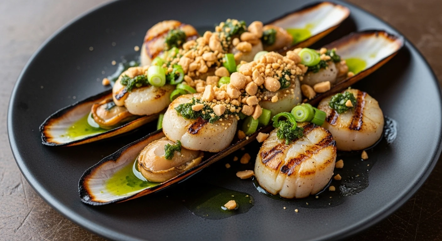 Grilled Pen Shell Scallops with Scallion Oil