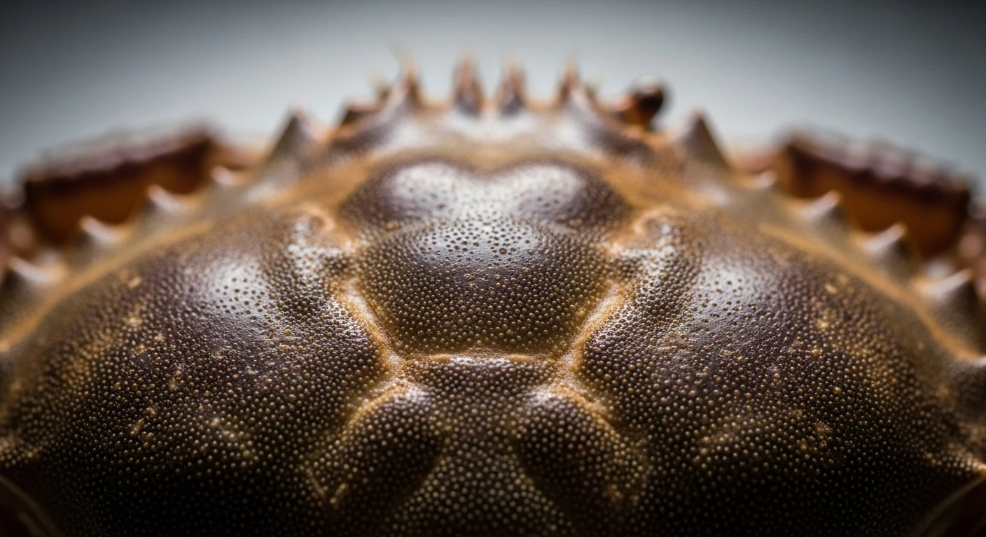 Close-up of raw crab shell with visible texture
