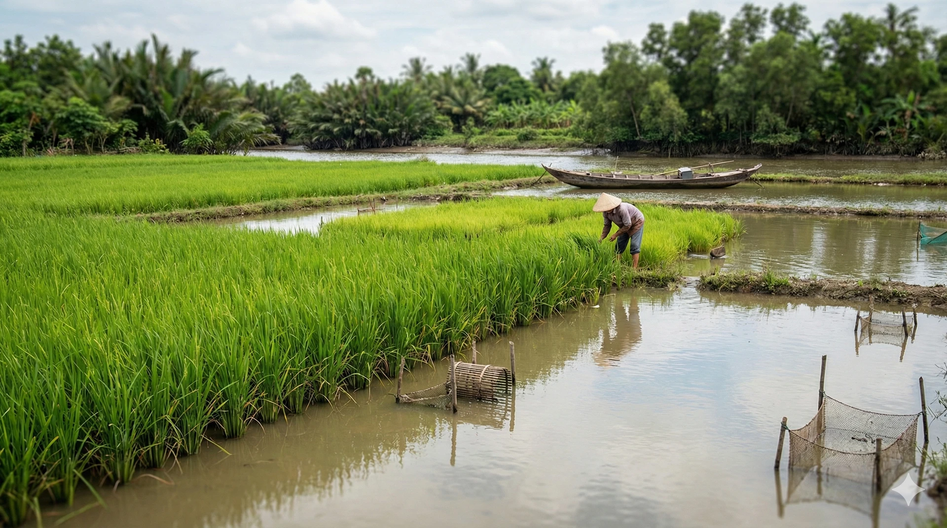 Mekong Delta Rice-Shrimp-Crab integrated farming landscape