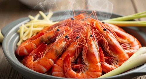 Beer & Ginger Steamed Giant Prawns for Snacking