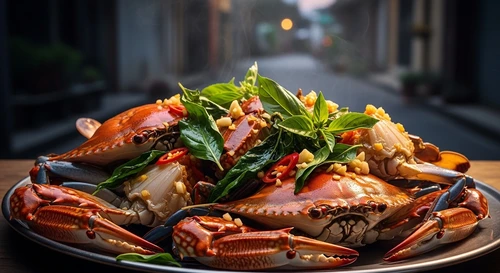 Blue Crab Roasted with Thai Basil: An Aroma that Stimulates All Diners