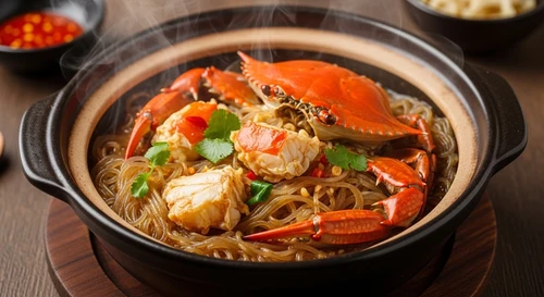 Flavorful Claypot Glass Noodles with Blue Crab