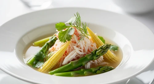 Blue Crab, Baby Corn & Asparagus Soup
