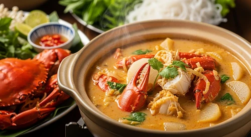 Mud Crab Hotpot with Fermented Rice Paste (Lau Cua Nau Chao)