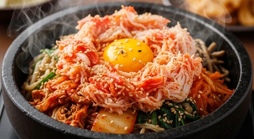Korean Stone Bowl Crab & Kimchi Bibimbap