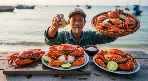 Cu Lao Cham Flat Crab Steamed in a Glass with Lime Juice: A Masterful Cooling Dish