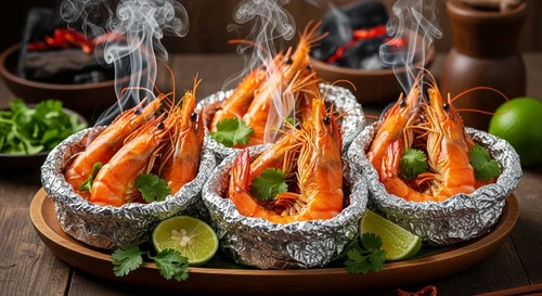 Foil Baked Tiger Prawns with Sa Te