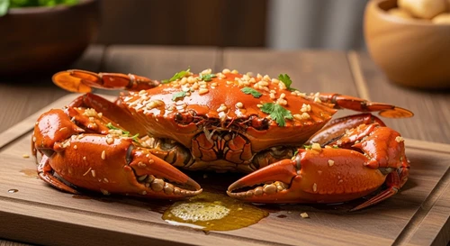 Garlic Butter Roasted Mud Crab: A Western Twist