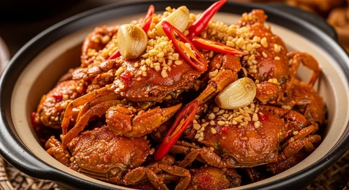 Sweet & Salty Garlic Chili Baby Crabs (Ghe Sua)