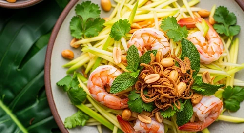Gỏi Tôm Xoài Xanh Đu Đủ Băm