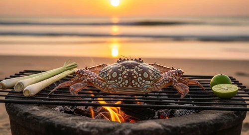 Moon Crab from Phu Quy Island Grilled Bare for Soul-Deep Sweetness