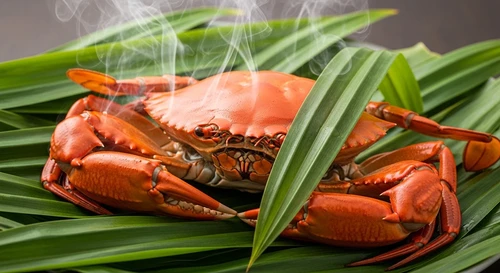 Pandan Leaf Steamed Mud Crab
