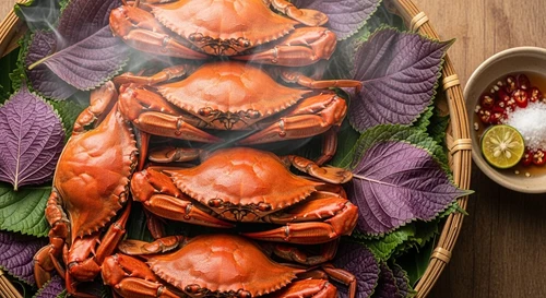 Steamed Blue Crab with Perilla Leaves to Ward off Cold