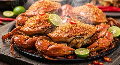 Salt & Chili Roasted Crab with Dried Shrimp