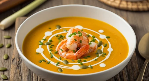 French Style Shrimp & Pumpkin Cream Soup