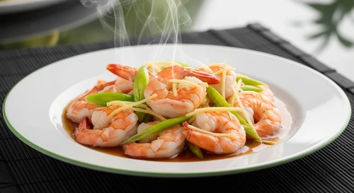 Steamed Shrimp with Soy Sauce & Leeks
