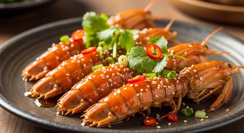 Sweet & Sour Tamarind Glazed Mantis Shrimp
