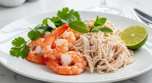 Rapid Weight Loss Menu: Steamed Whiteleg Shrimp and Shredded Chicken Breast