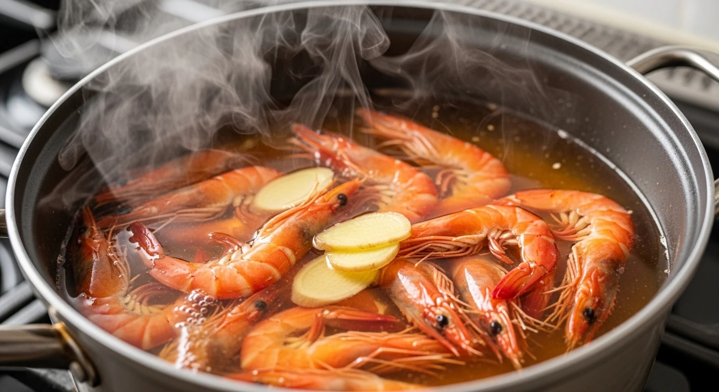 Nguyên liệu chuẩn bị để luộc tôm bằng nước dừa