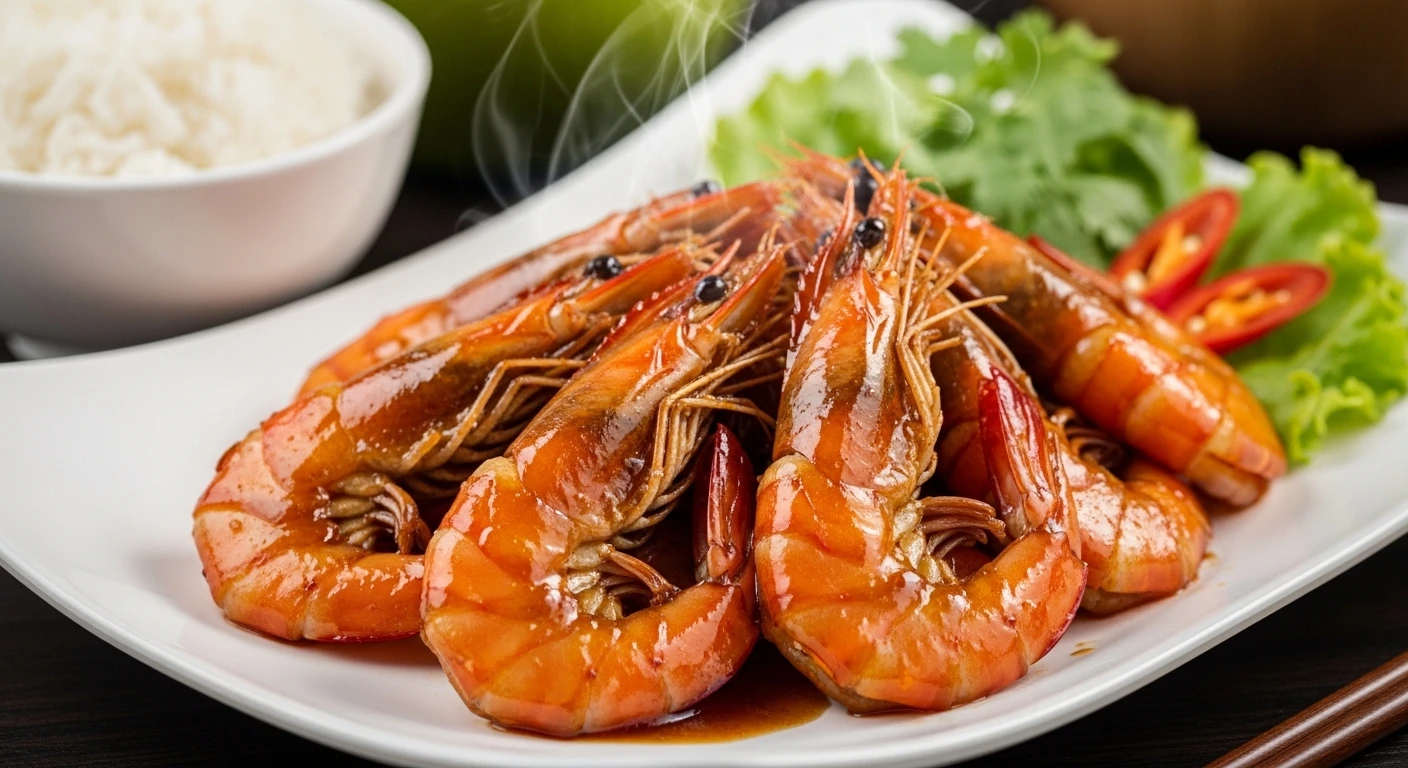 Tôm thẻ rim mặn ngọt nước dừa hấp dẫn