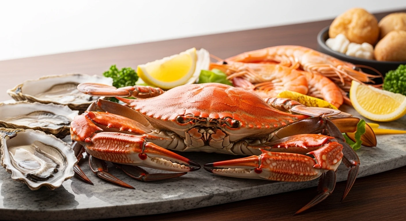 Australian seafood platter with crab