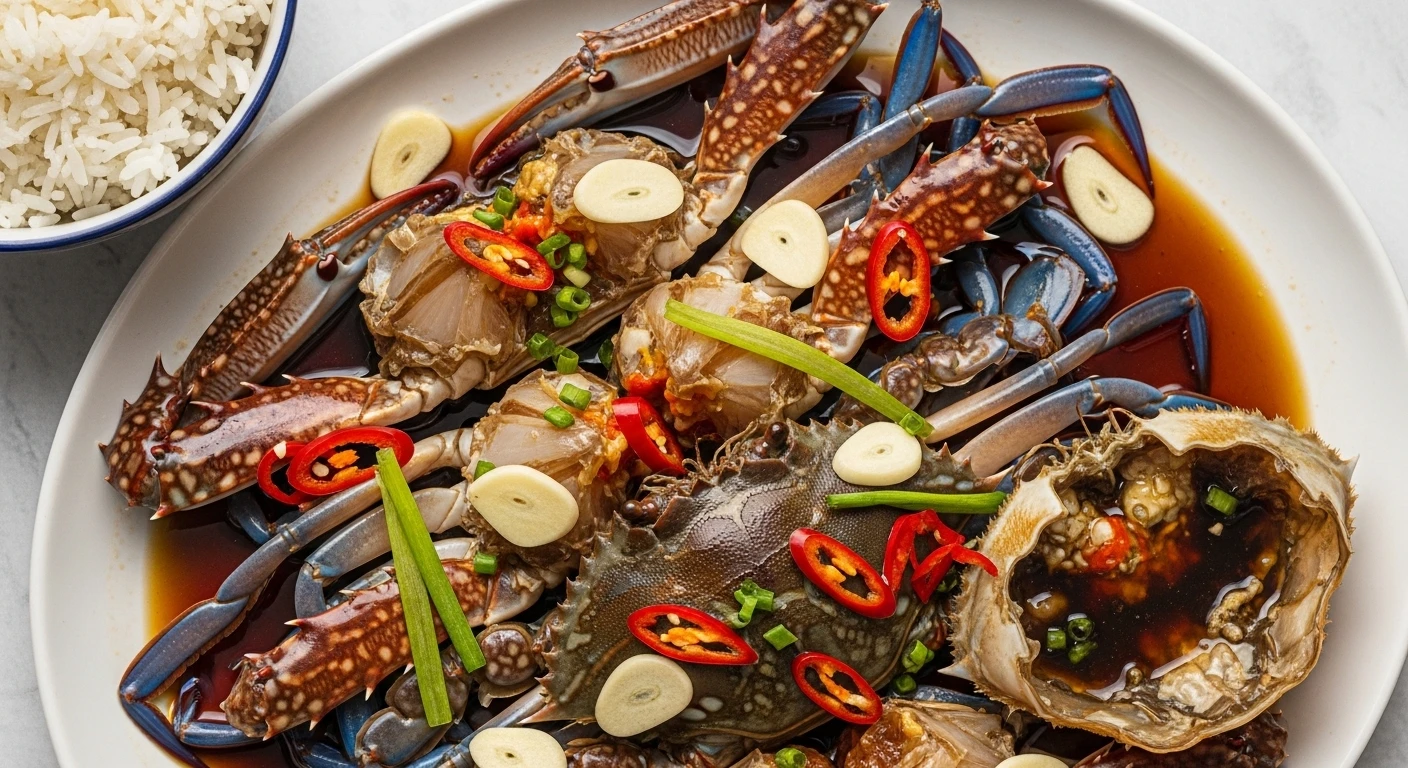 Vietnamese Blue Swimmer Crabs marinated in Ganjang Gejang sauce
